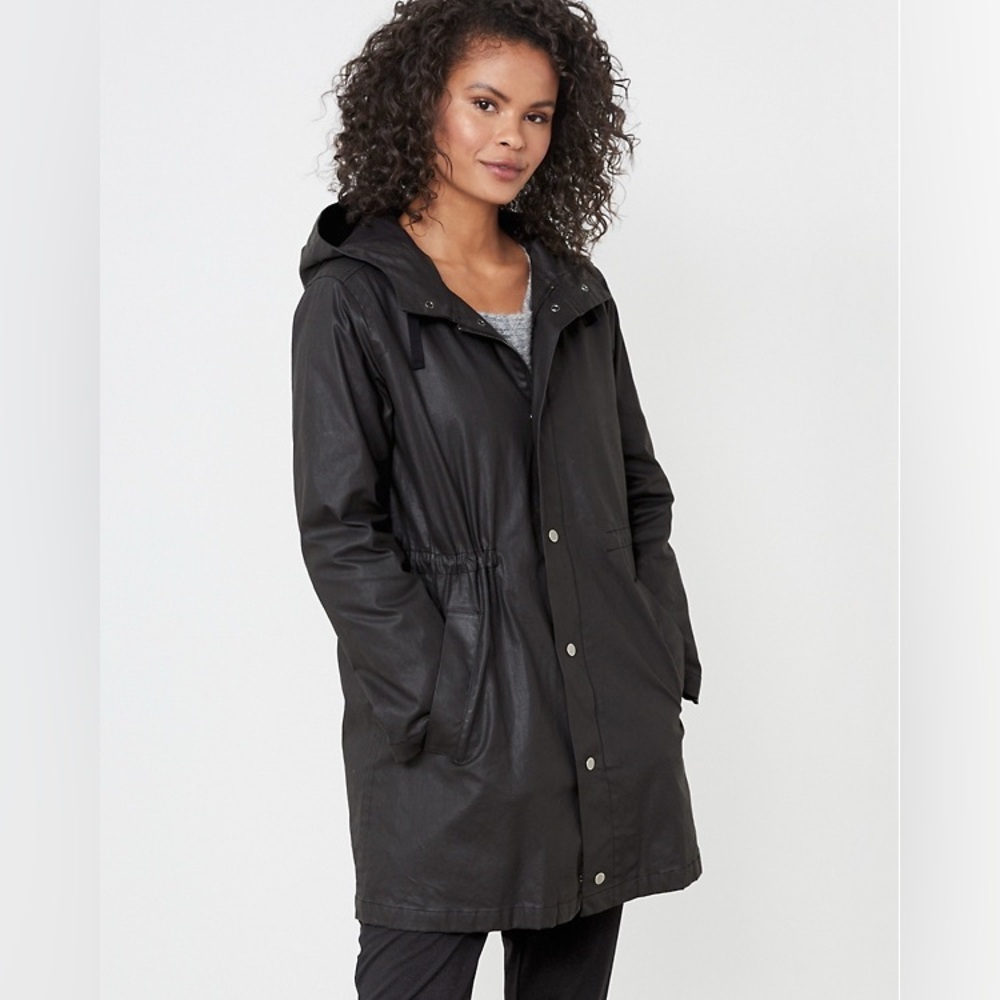 EILEEN FISHER Waxed-Organic-Cotton-Twill
Hooded Coat - Regular SZ S